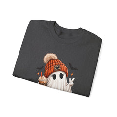Cozy Pumpkin Ghost Sweatshirt – Cute Halloween Fall Crewneck