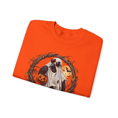 Halloween Ghost Crewneck Sweatshirt – 'Fuh-Cawf' Spooky Pumpkin Design