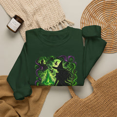 Witch Silhouette Forest Crewneck Sweatshirt – Green Gothic Witchy Art - Wicked