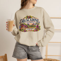 Muscadine Vineyard Crewneck Sweatshirt — Vintage Grape Winery Graphic - Southern Heritage