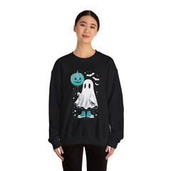 Teal Pumpkin & Ghost Crewneck Sweatshirt, Cozy Fall Apparel, Funny Sweatshirt, Gift for Her, Casual Wear