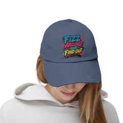 Fizz Around and Find Out Unisex Distressed Cap, Casual Hat, Trendy Headwear, Fizz Jewelry Reveals