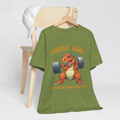 Jurassic Gains- Fitness T-shirt for Gym Workouts