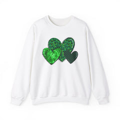 Green Heart Patterns Unisex Heavy Blend Crewneck Sweatshirt | St. Patrick's Day/Christmas
