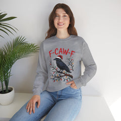 "F-CAW-F" Festive Raven Holiday Christmas Crow Crewneck Gildan Sweatshirt