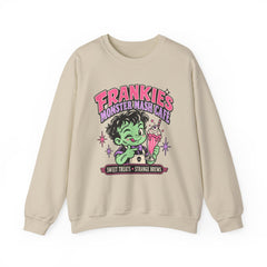 Frankie’s Monstermash Café Sweatshirt — Retro Cute Frankenstein Milkshake Halloween Crewneck