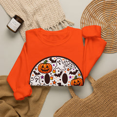 Halloween Smiley Sweatshirt — Pumpkin & Ghost Spooky Face Crewneck