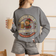 North Pole Brewing Co. Holiday Sweatshirt, Christmas Gift, Unisex Cozy Crewneck, Winter Apparel, Elf Festive Casual Wear