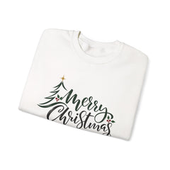 "Merry Christmas" Crewneck, Unisex Sweater, Winter Fashion, Festive Apparel, Holiday Gift, Christmas tree