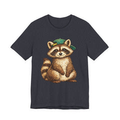 Cute Raccoon Graphic Tee — Adorable Cartoon Raccoon with Green Cap