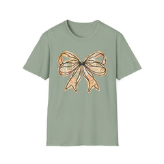 Vintage Newspaper Print Pen & Ink Bow T-Shirt