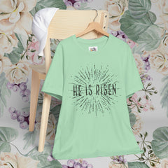 He Is Risen Unisex Short Sleeve Tee - Easter Celebration Shirt