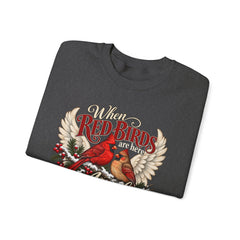 Red Birds Are Angels Crewneck Sweatshirt — Memorial Cardinal Tribute Sweater- Christmas Vibes