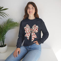 Valentine Heart Bow Sweatshirt — Cute Ribbon Graphic Crewneck