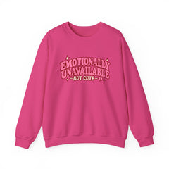 Emotionally Unavailable But Cute Crewneck Sweatshirt – Cute Sarcastic Valentine Vibes