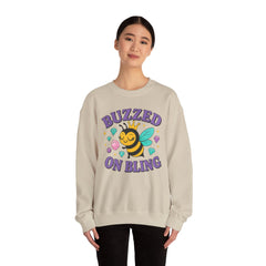 Buzzed on Bling Crewneck Sweatshirt by Gildan - Fun Gift for Bee Lovers, Jewelry Reveals
