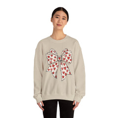 Valentine Heart Bow Sweatshirt — Cute Ribbon Graphic Crewneck