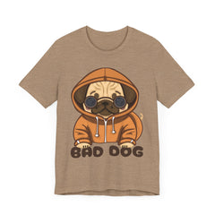 Graphic Tee with Cute Bad Dog Illustration - Unisex Jersey Short Sleeve Tee