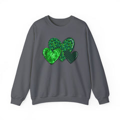 Green Heart Patterns Unisex Heavy Blend Crewneck Sweatshirt | St. Patrick's Day/Christmas