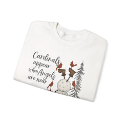 Angel & Cardinal Sweatshirt, Cozy Crewneck for Winter, Holiday Gift, Winter Fashion, White Christmas Sweatshirt,