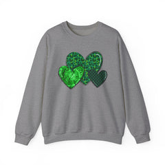Green Heart Patterns Unisex Heavy Blend Crewneck Sweatshirt | St. Patrick's Day/Christmas