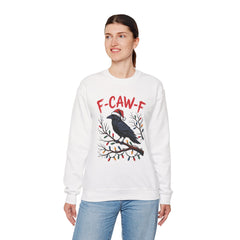 "F-CAW-F" Festive Raven Holiday Christmas Crow Crewneck Gildan Sweatshirt