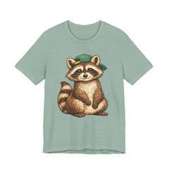 Cute Raccoon Graphic Tee — Adorable Cartoon Raccoon with Green Cap
