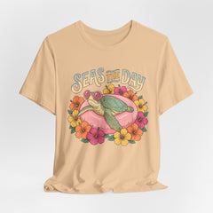 Seas the Day Turtle Tee — Vintage Floral Beach T-Shirt