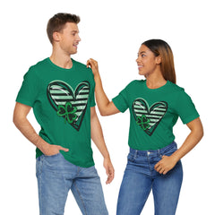St. Patrick's Day Heart Tee - Unisex Jersey Short Sleeve Shirt with Clover Design