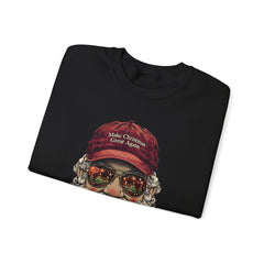 Santa With 'Make Christmas Great Again' Cap Crewneck Sweatshirt