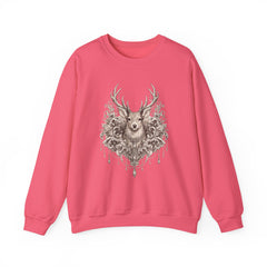Deer Mandala Crewneck Sweatshirt — Vintage Stag Floral Graphic