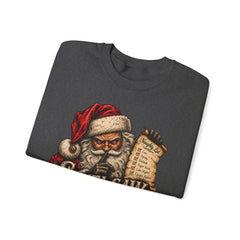Santa Saw Everything Crewneck Sweatshirt — Vintage Naughty or Nice Christmas Sweater