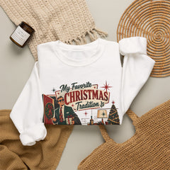 "My Favorite Christmas Tradition is Leaving Early" Vintage Holiday Christmas Crewneck