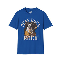 Rockstar Dog Bass Guitar Unisex T-Shirt - Deaf Dogs Definitely Rock on Electric Guitars Design