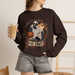 Halloween Ghost Crewneck Sweatshirt – 'Fuh-Cawf' Spooky Pumpkin Design