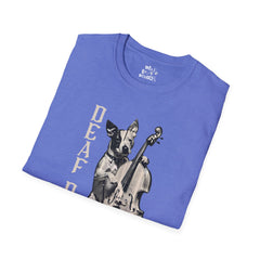 FB Rockstar Dog Unisex T-Shirt - Deaf Dogs Definitely Rock White Upright Bass Design