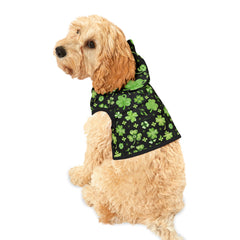 Shamrocks on Black Print Dog Hoodie for St. Patrick's Day