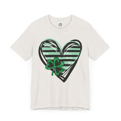 St. Patrick's Day Heart Tee - Unisex Jersey Short Sleeve Shirt with Clover Design