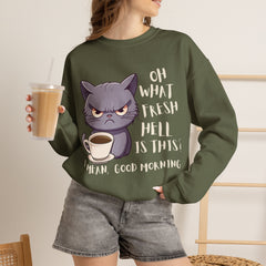 Oh, What Fresh Hell Is This? Coffee Crewneck Sweatshirt - Sarcastic