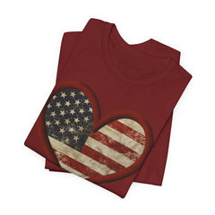 Patriotic Heart Tee - Love USA, American Pride Shirt, 4th of July, Independence Day, Memorial Day, Gift for Her