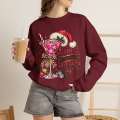 "Santa's Favorite Hot Mess" Sparkle Martini Holiday Christmas Crewneck