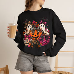 Halloween Ghosts & Pumpkin Crewneck Sweatshirt