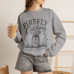Firefly Catching Club Sweatshirt — Vintage Mason Jar Summer Nights Crewneck - Southern Heritage