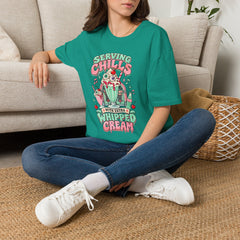 T-Shirt — "Serving Chills" Retro Dessert Graphic Tee (Extra Whipped Cream) - BP - Halloween