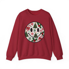 Christmas Smiley Crewneck Sweatshirt — Festive Holiday Smile Graphic
