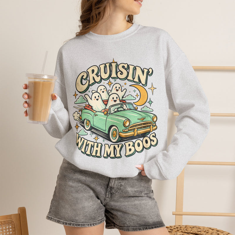 Cruisin' With My Boos Sweatshirt — Cute Ghost Halloween Crewneck