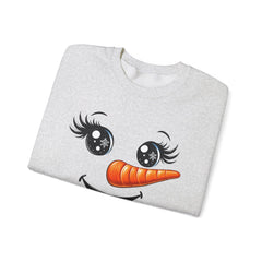 Happy Snowman Crewneck Sweatshirt | Winter Apparel, Christmas Gift, Cozy Sweater, Holiday Clothing, Carrot Nose Design