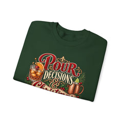 "Pour Decisions & Christmas Traditions" Holiday Christmas Sweatshirt Crewneck