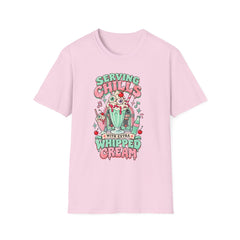 T-Shirt — "Serving Chills" Retro Dessert Graphic Tee (Extra Whipped Cream) - BP - Halloween