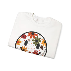 Floral Smile Sweatshirt — Retro Fall Flowers Smiley Crewneck